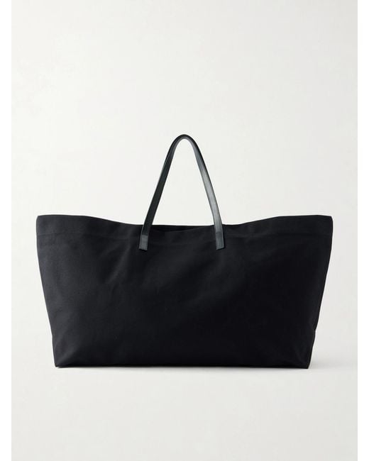 Kallmeyer Black Cottage Leather-Trimmed Canvas Tote