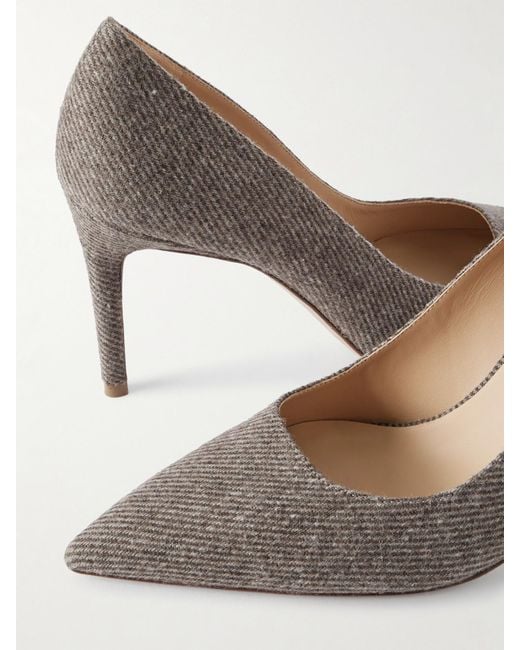 Stuart Weitzman Brown Stuart Power Twill Pumps