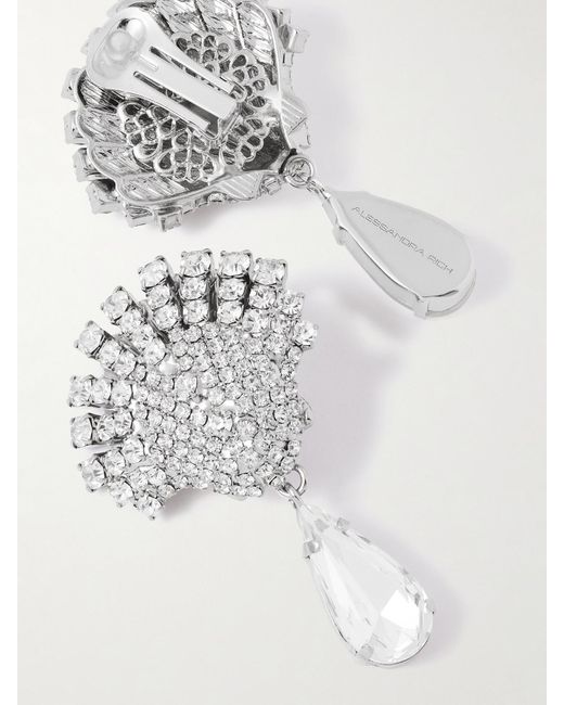 Alessandra Rich Metallic Tone And Crystal Clip Earrings