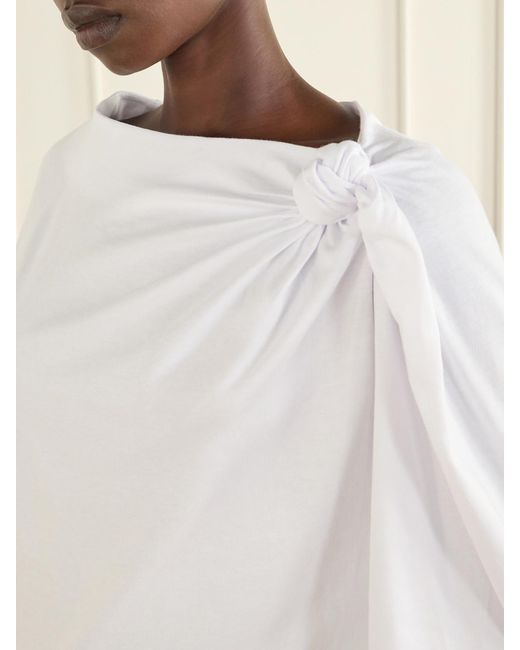 Dries Van Noten White Gathered Cotton-Jersey T-Shirt