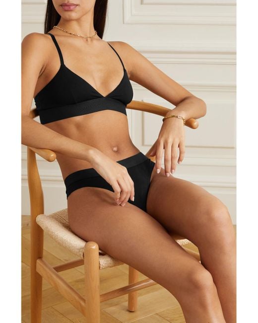 CDLP Black Net Sustain Stretch-Tencel Lyocell Soft-Cup Triangle Bra