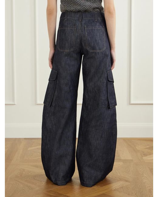 Gabriela Hearst Blue Eos Cotton And Linen-Blend Wide-Leg Pants