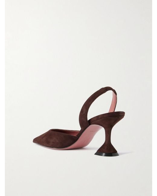 AMINA MUADDI Brown Holli Suede Slingback Pumps