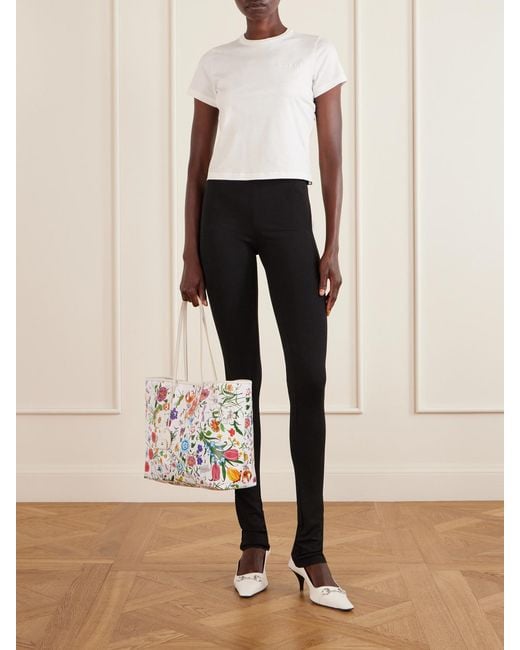 Gucci Multicolor Leather-Trimmed Floral-Print Coated-Canvas Tote