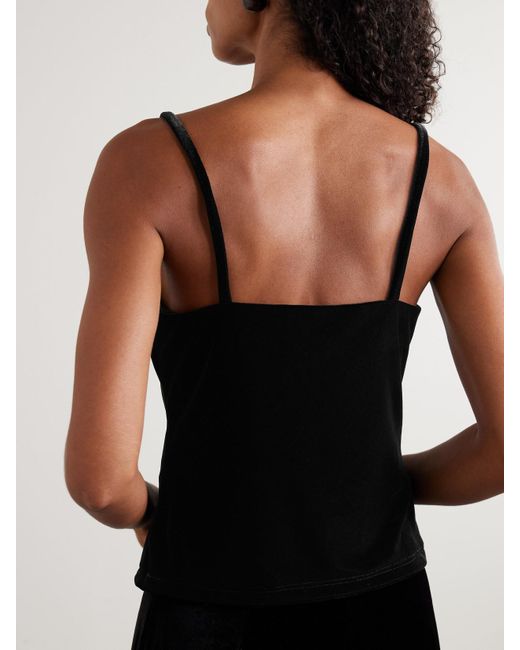 Loretta Caponi Black Pyrite Scalloped Velvet Camisole
