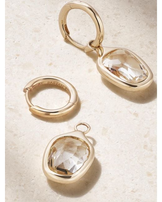BY PARIAH Natural Orbit Prism 14-Karat Recycled Topaz Hoop Earrings