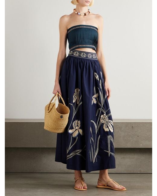 Haut Bustier Raccourci En Coton Mélangé À Plis Flavia Emporio Sirenuse en coloris Blue