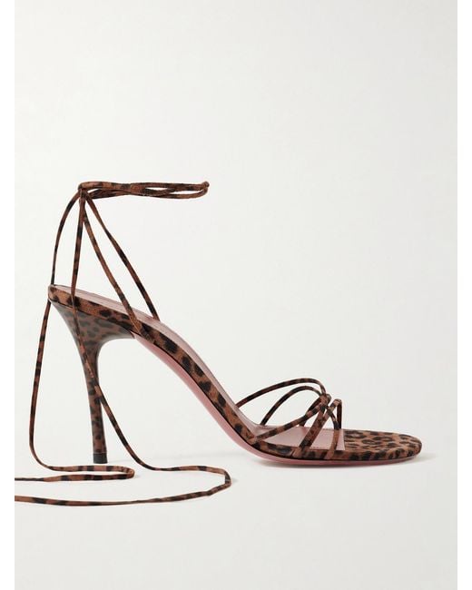 AMINA MUADDI Multicolor Lori Riemchensandalen Aus Veloursleder Mit Leopardenprint