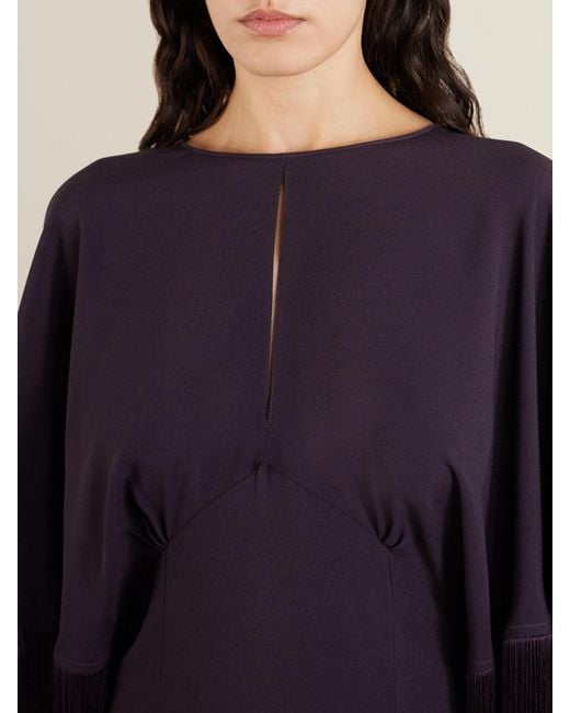 Taller Marmo Purple 1974 Cutout Fringed Crepe Gown