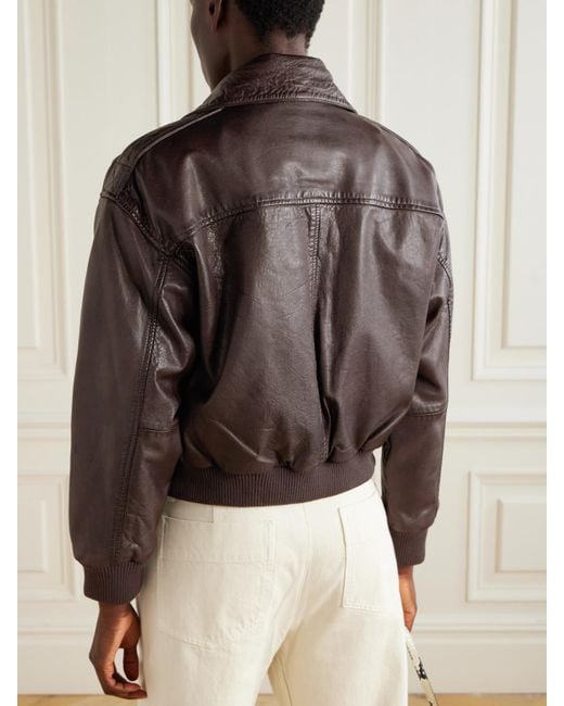 Blouson En Cuir À Finitions En Peau Lainée Lenoir Sea en coloris Brown