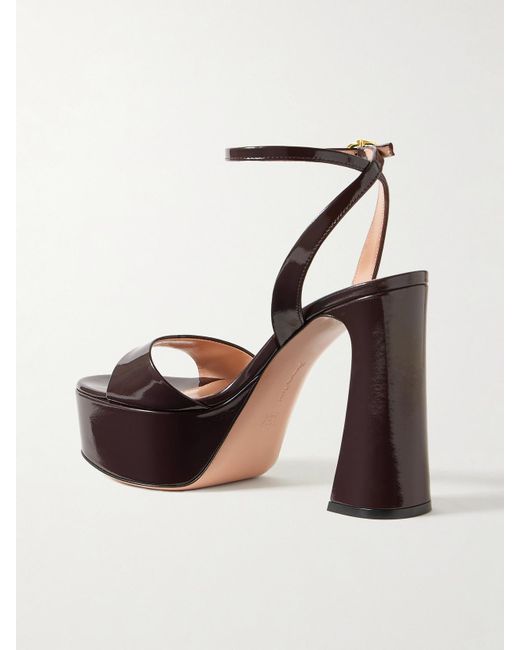 Gianvito Rossi White Nancy 110 Patent-Leather Platform Sandals