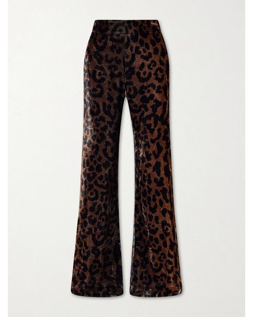 Alix Of Bohemia Black Farah Leopard-Print Velvet Flared Pants