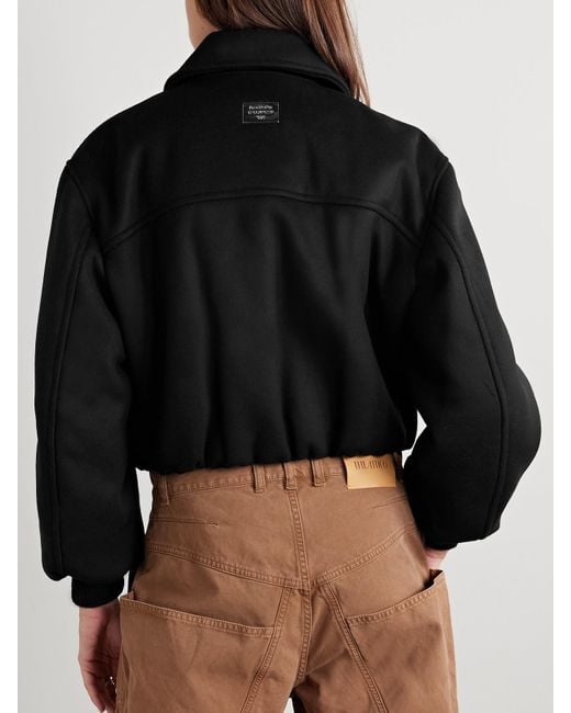 Acne Black Wool-Blend Padded Bomber Jacket