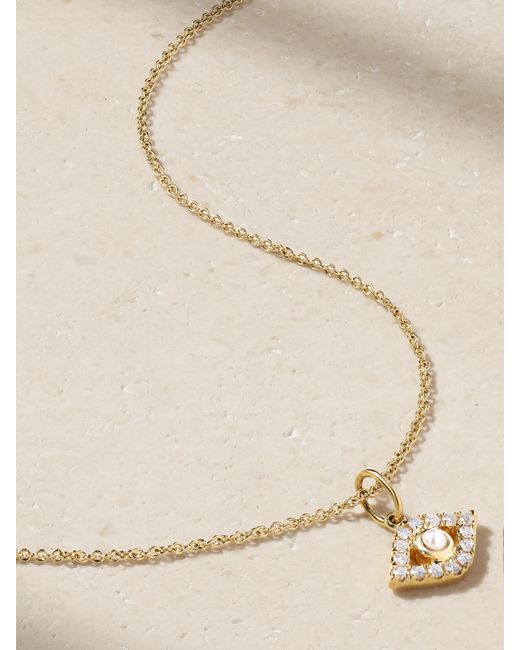 Sydney Evan Metallic 14-Karat, Pearl And Diamond Necklace