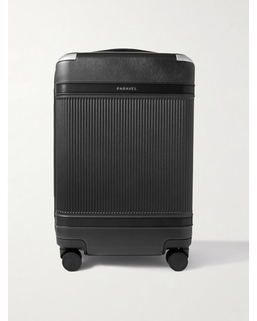 Paravel Black Aviator Carry-On More Vegan Leather-Trimmed Recycled Hardshell Suitcase