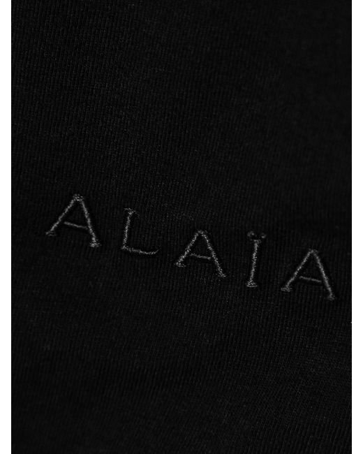 Alaïa Black Embroidered Stretch-Cotton Jersey Bodysuit