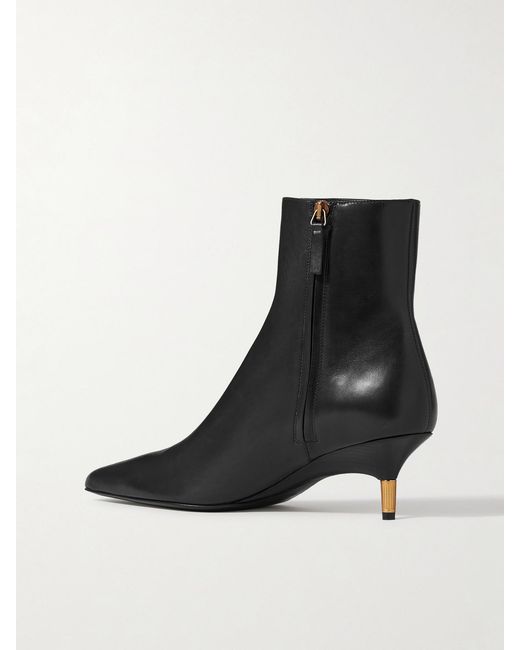 Khaite Black Bella Leather Ankle Boots