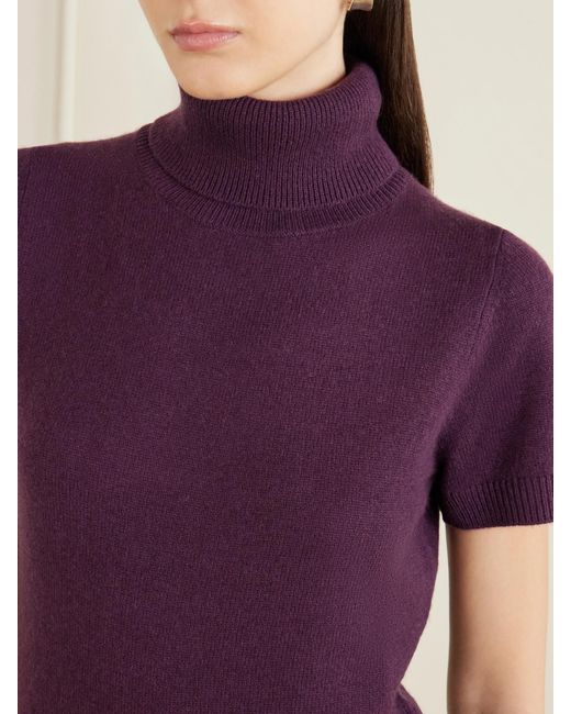 Allude Purple Cashmere Turtleneck Sweater