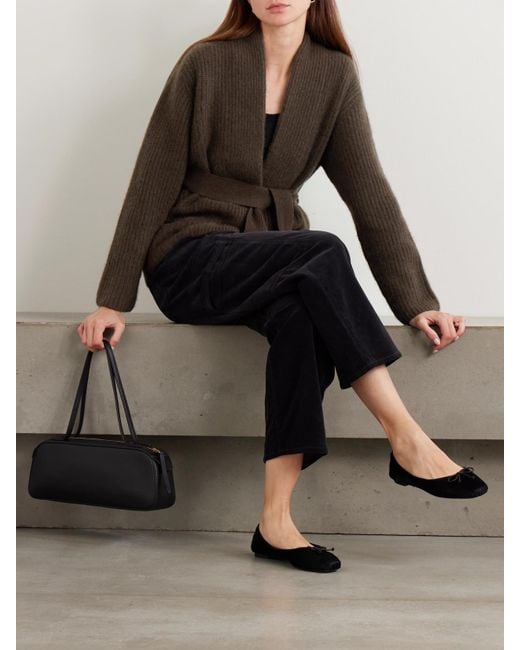 arch4 Brown Sasha Belted Ribbed Cashmere Cardigan