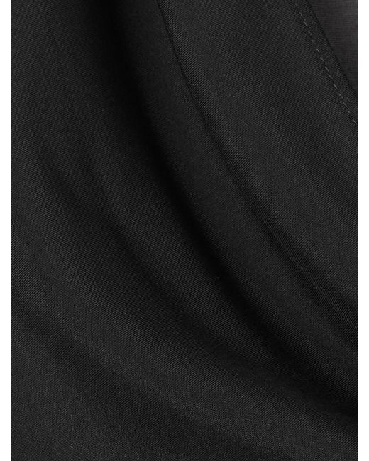 Sir Black Strobe Draped Silk-Chiffon Top