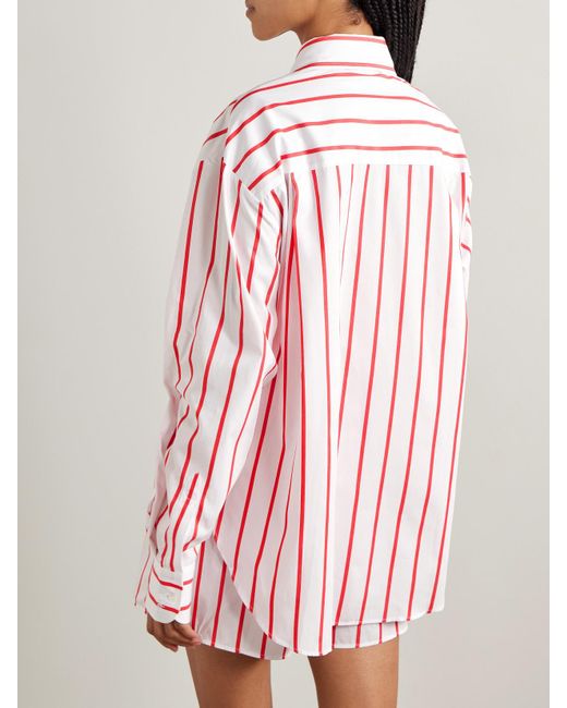 Frankie Shop Red Oversized-Hemd Aus Gestreifter Baumwollpopeline