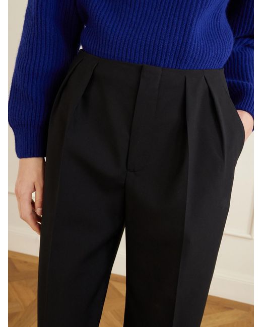 Jil Sander Black Pleated Wool Straight-Leg Pants