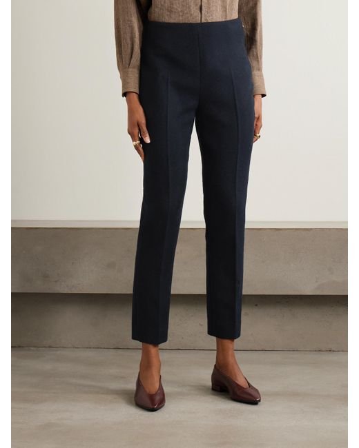 Loro Piana Blue Ralph Pleated Cashmere Straight-Leg Pants