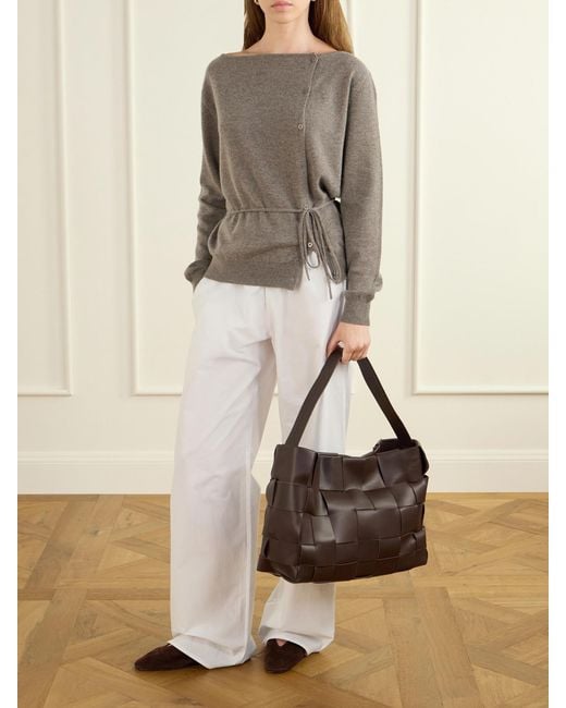St. Agni Brown Woven Large Leather Tote
