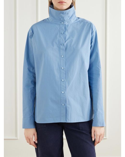 Still Here Blue Madison Cotton-Poplin Shirt