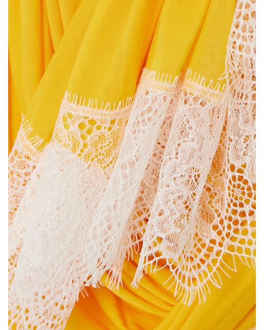 Christopher Esber Yellow Galathea Asymmetrisches Minikleid Aus Crêpe De Chine Mit Spitzenbesätzen