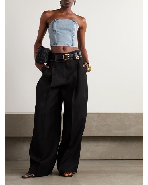 Wardrobe NYC Blue Strapless Denim Top
