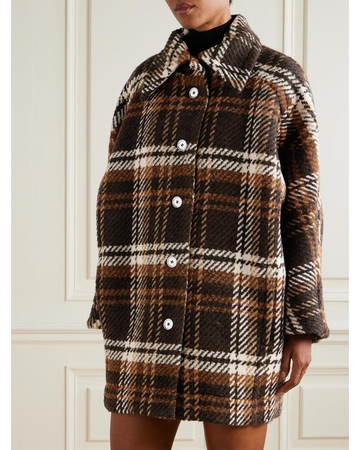 Patou Multicolor Checked Wool-Blend Coat