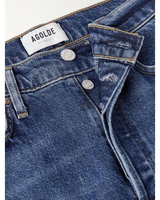 Agolde Blue '90S Pinch Waist Cropped High-Rise Straight-Leg Jeans
