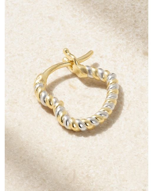 Yvonne Léon Natural Mini Créole Coeur 9-Karat And Single Hoop Earring