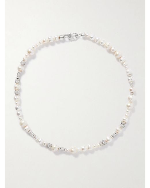 Joolz by Martha Calvo Natural Rhodes Rhodium-Plated, Pearl And Crystal Necklace