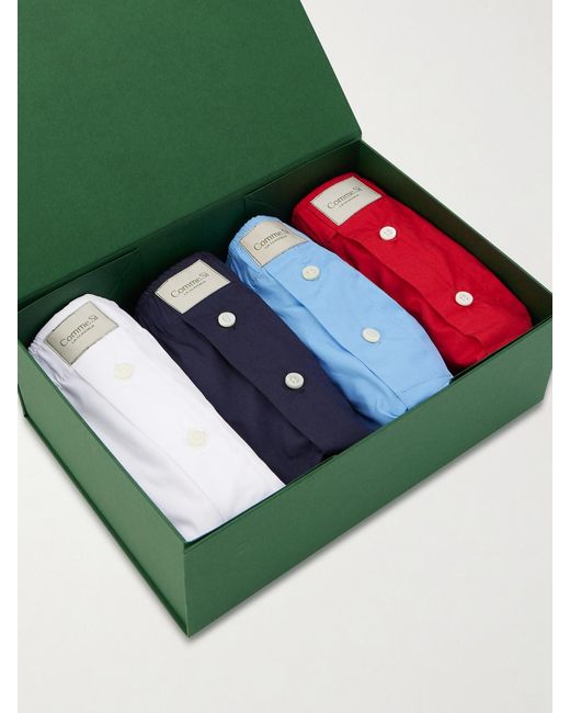 Comme Si Red Quartetto Set Of Four Cotton-Poplin Shorts