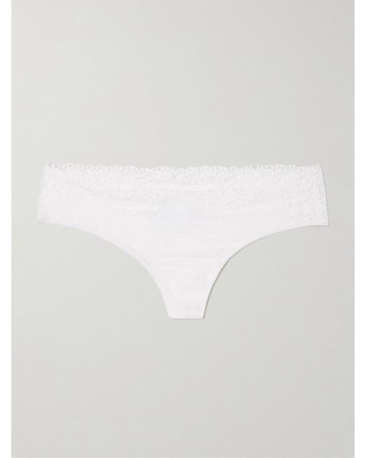 Commando White Double Take Lace-Trimmed Stretch-Jersey Thong
