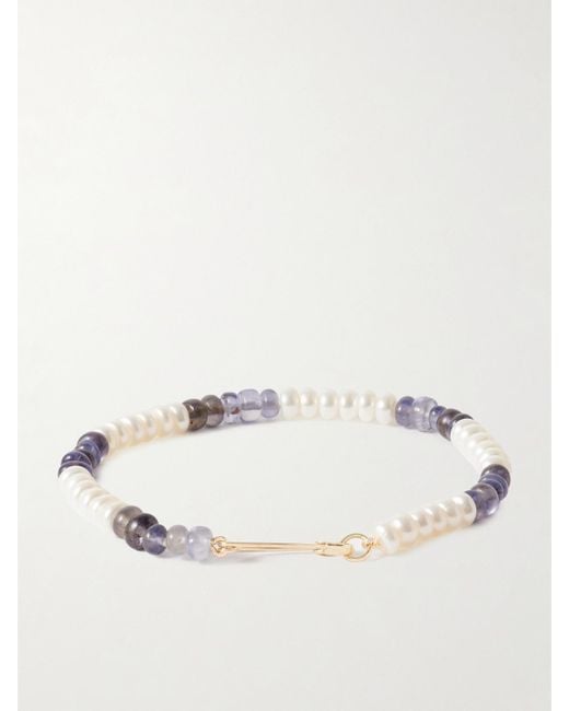 Loren Stewart Natural 14-Karat, Iolite And Pearl Bracelet