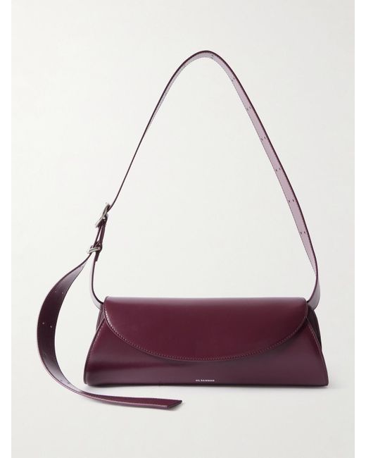 Jil Sander Purple Cannolo Kleine Schultertasche Aus Leder