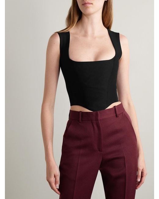 Salon 1884 Black Friuli Cropped Cotton And Silk-Blend Top