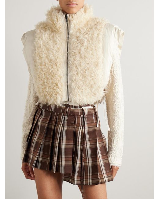 Isabel Marant Natural Reversible Cropped Quilted Padded Faux Shearling-Trimmed Shell Vest