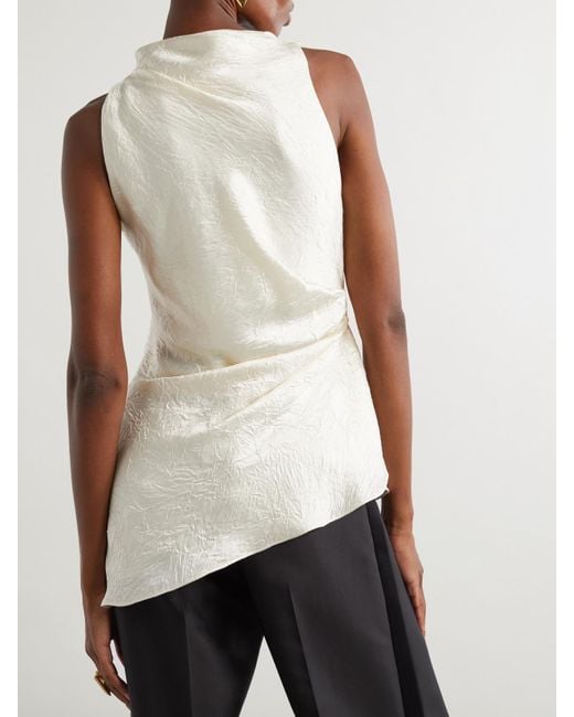 Alexander McQueen Natural Asymmetrisches Oberteil Aus Satin