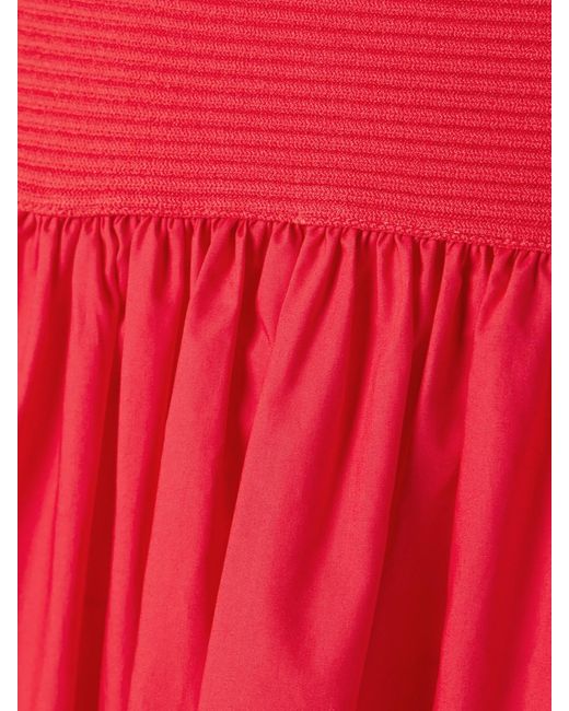 Cara Cara Glasbury Strapless Ribbed-Knit And Gathered Cotton-Poplin Midi Dress