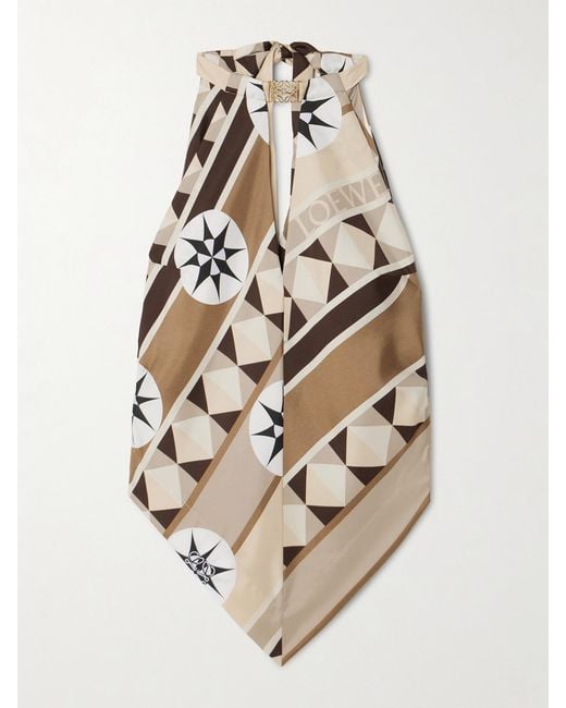 Loewe Brown Printed Silk Top