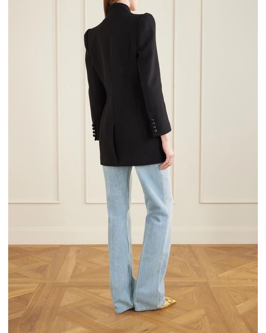 Valentino Garavani Black Double-Breasted Wool-Crepe Blazer