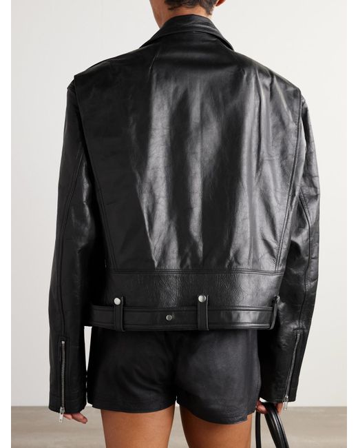Rick Owens Black Belted Leather Biker Jacket