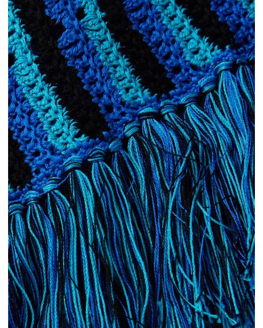 Escvdo Blue Misti Tasseled Open-Knit Cotton Maxi Skirt