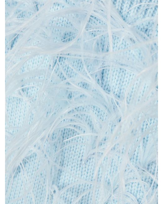 ShuShu/Tong Blue Feather-Trimmed Knitted Shorts