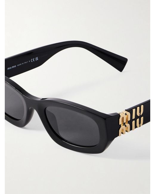 Miu Miu Black Glimpse Cat-Eye Acetate Sunglasses