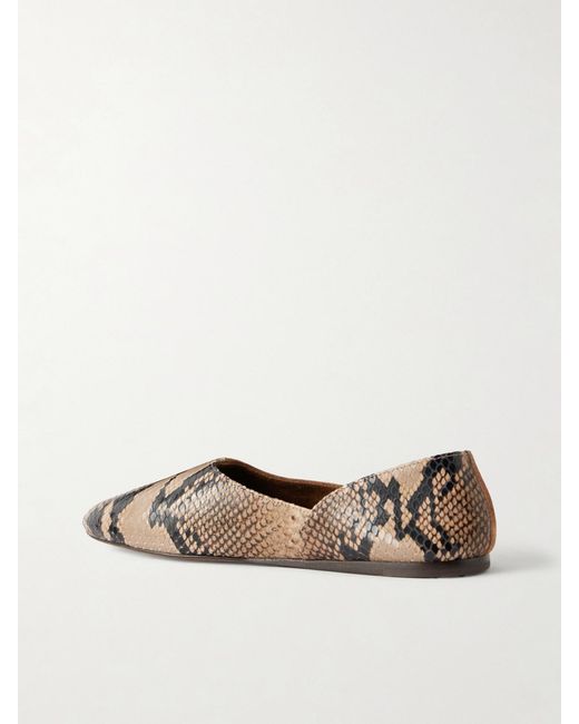 Khaite Brown Jane Suede And Snake-Effect Leather Moccasins